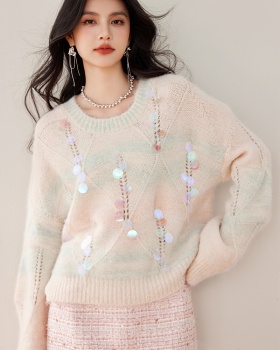 Autumn and winter pullover sequins lazy sweater for women