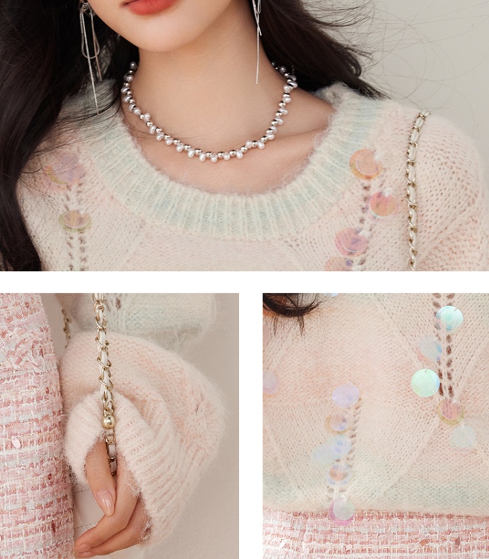 Autumn and winter pullover sequins lazy sweater for women