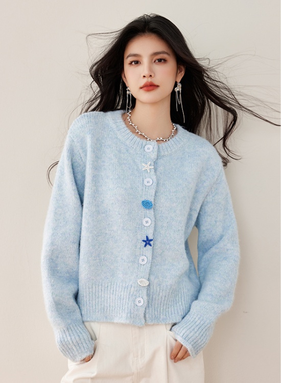 Korean style knitted round neck shell cardigan