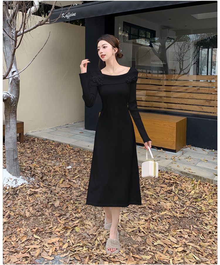 Temperament retro autumn and winter slim dress