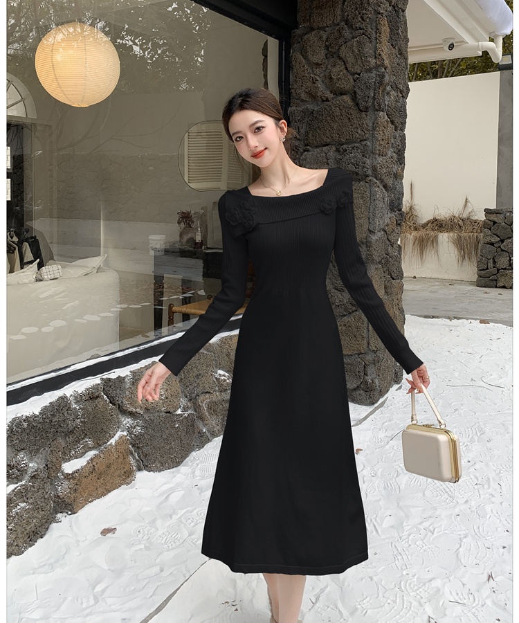 Temperament retro autumn and winter slim dress