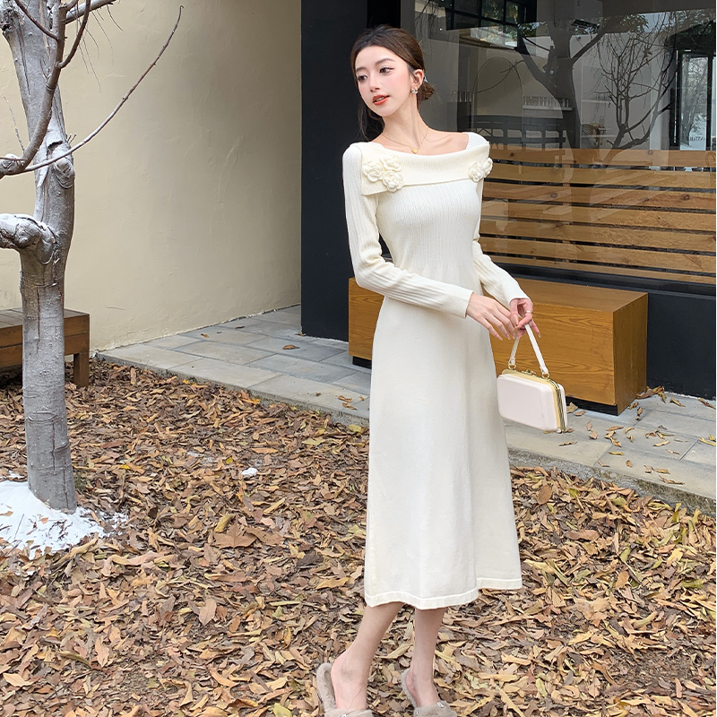 Temperament retro autumn and winter slim dress