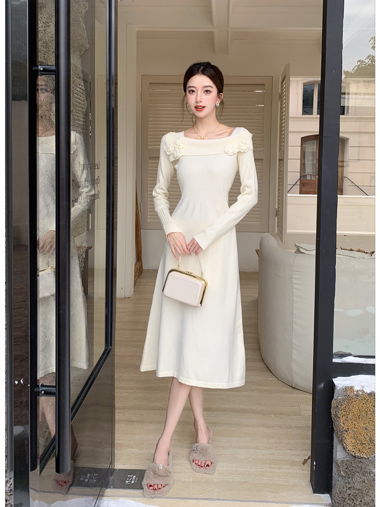 Temperament retro autumn and winter slim dress