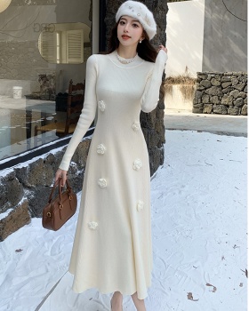 France style bottoming temperament dress slim knitted long dress