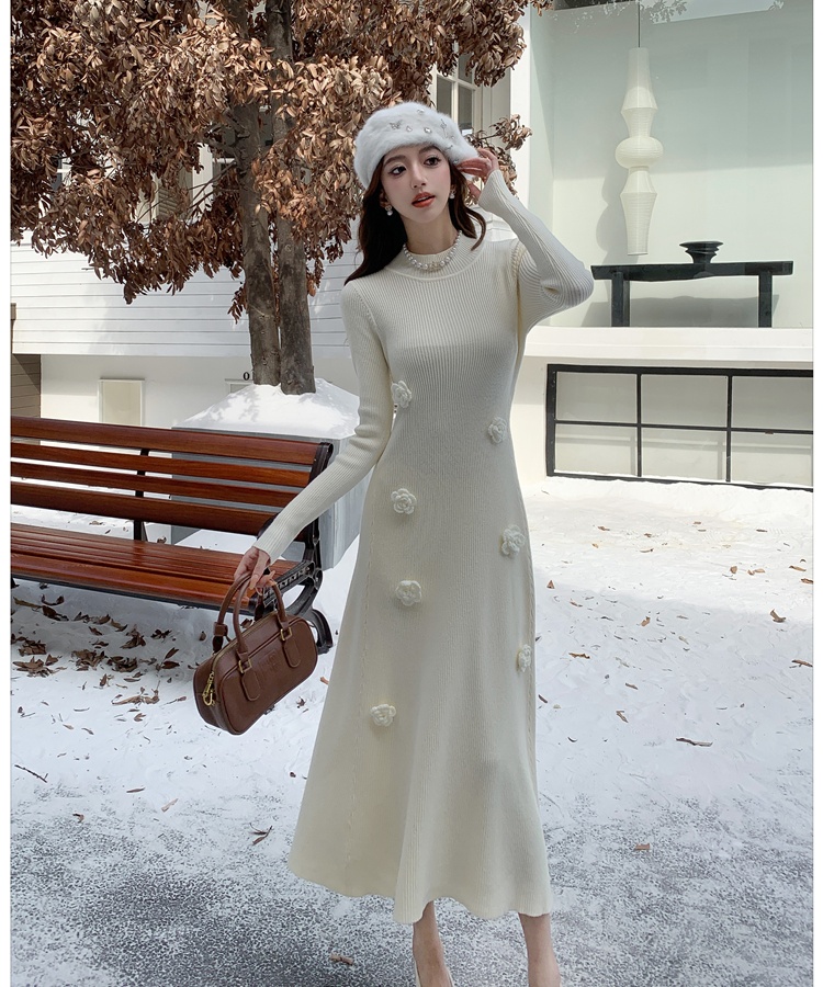 France style bottoming temperament dress slim knitted long dress