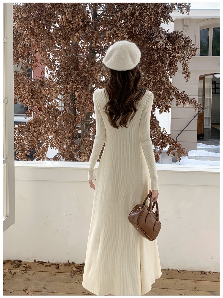 France style bottoming temperament dress slim knitted long dress