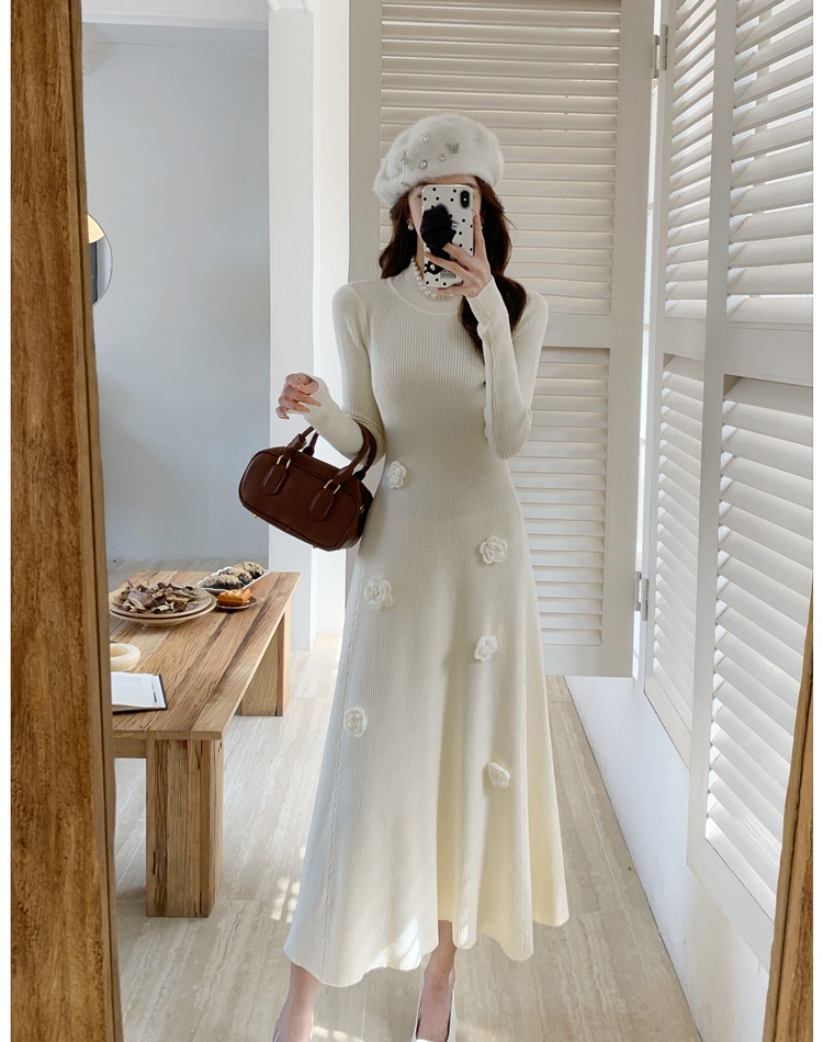 France style bottoming temperament dress slim knitted long dress