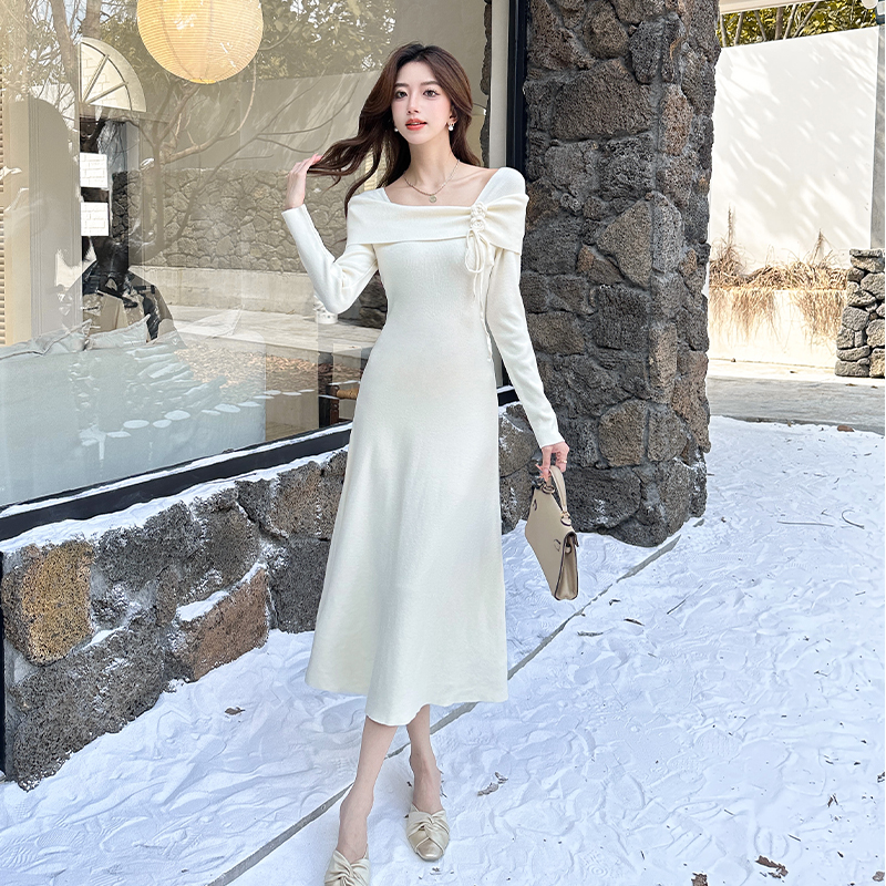 Temperament slim overcoat ladies sweater dress for women