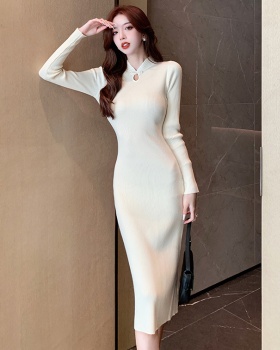 Retro Chinese style cheongsam pinched waist slim dress