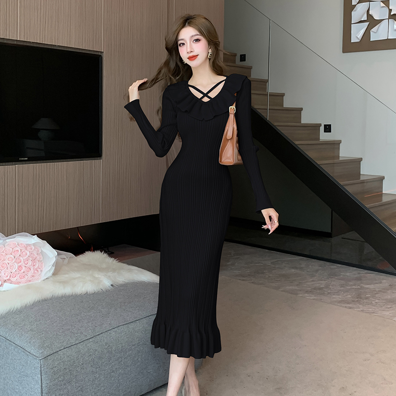 Lotus leaf edges dress mermaid long dress for women