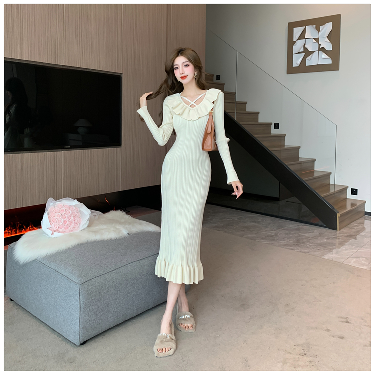 Lotus leaf edges dress mermaid long dress for women