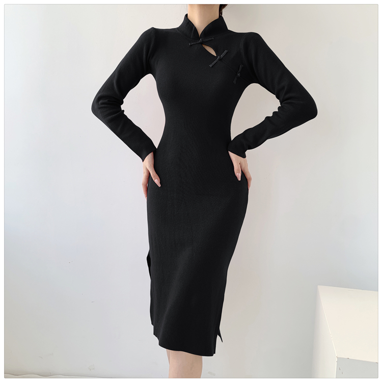 Autumn and winter slim cheongsam inside the ride dress