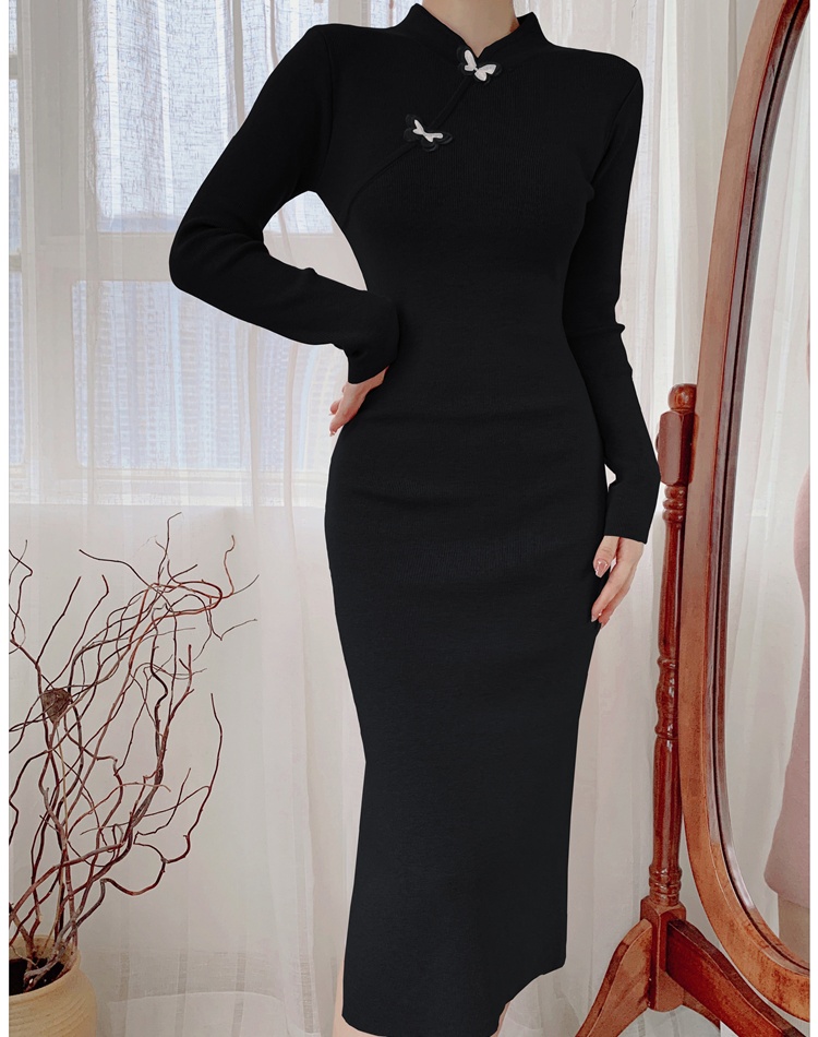 Temperament package hip dress split cheongsam