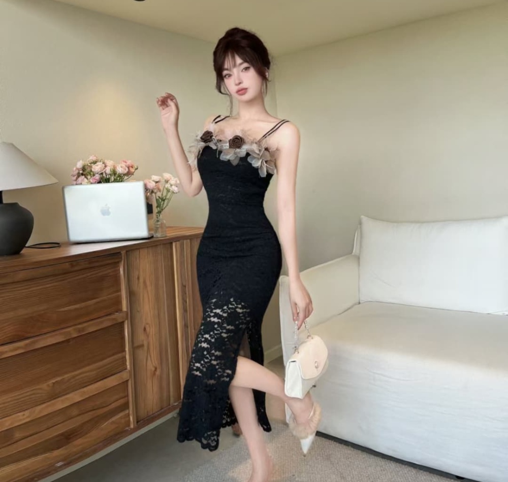 Lace slim splice sexy package hip summer dress