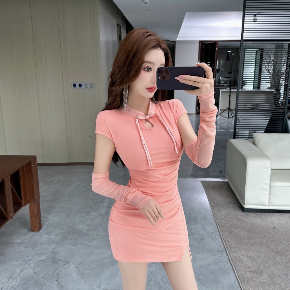 Sexy sleeve temperament dress split cheongsam