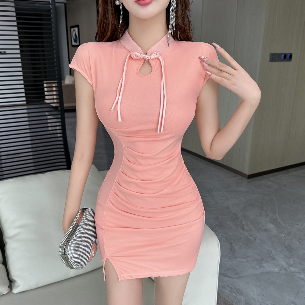 Sexy sleeve temperament dress split cheongsam