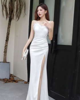 Slim long dress wrapped chest evening dress