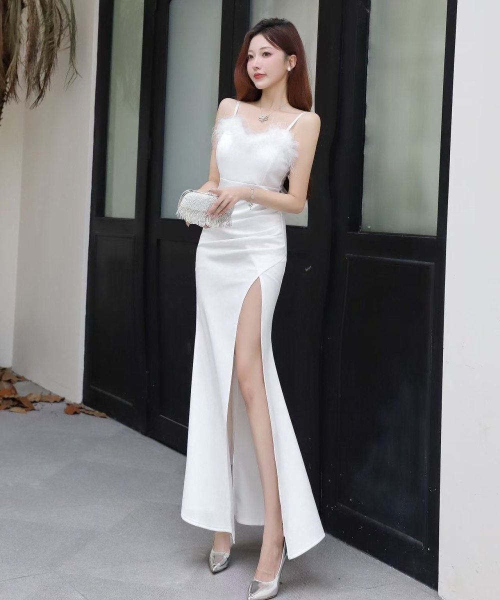 Slim long dress wrapped chest evening dress