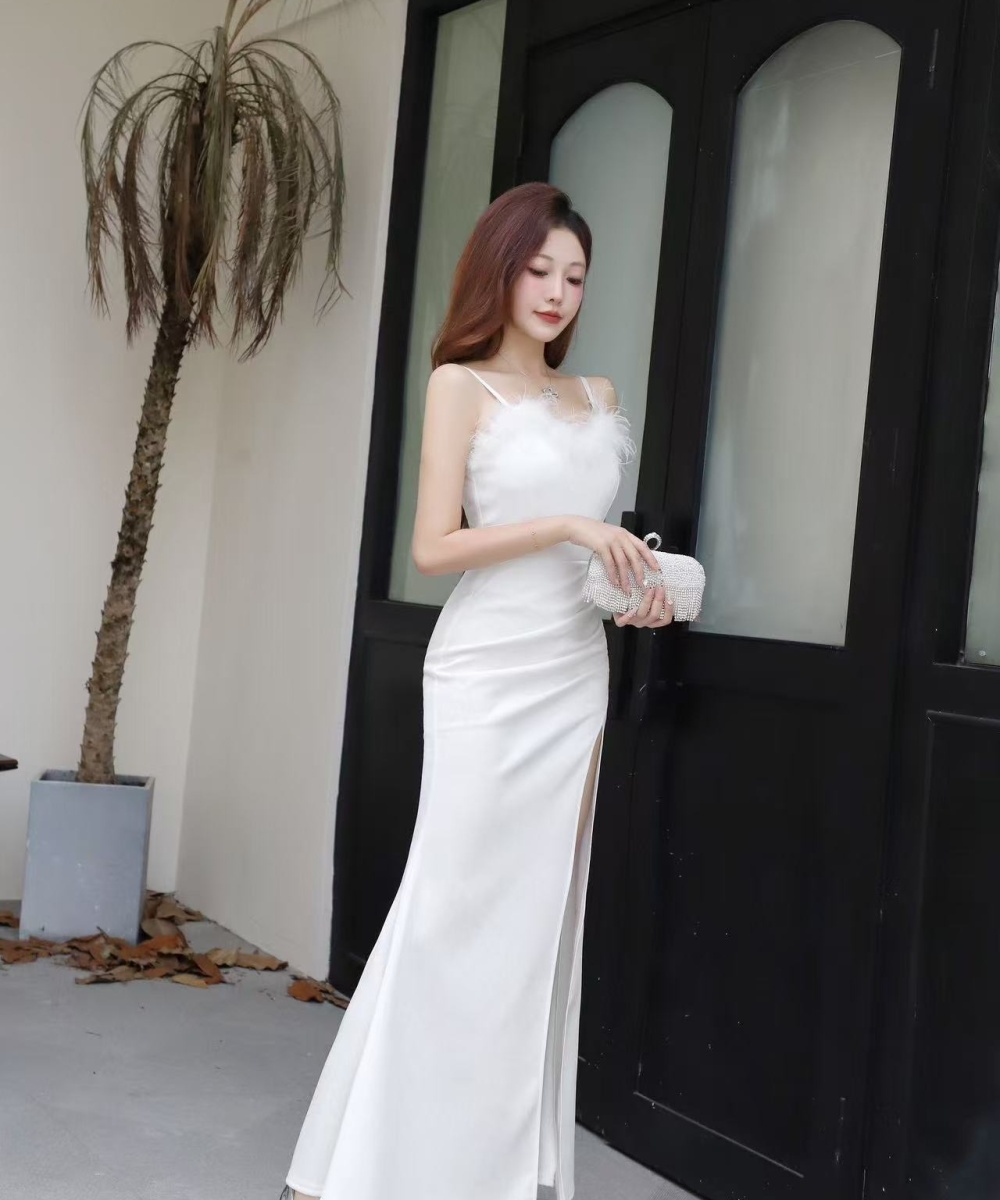 Slim long dress wrapped chest evening dress