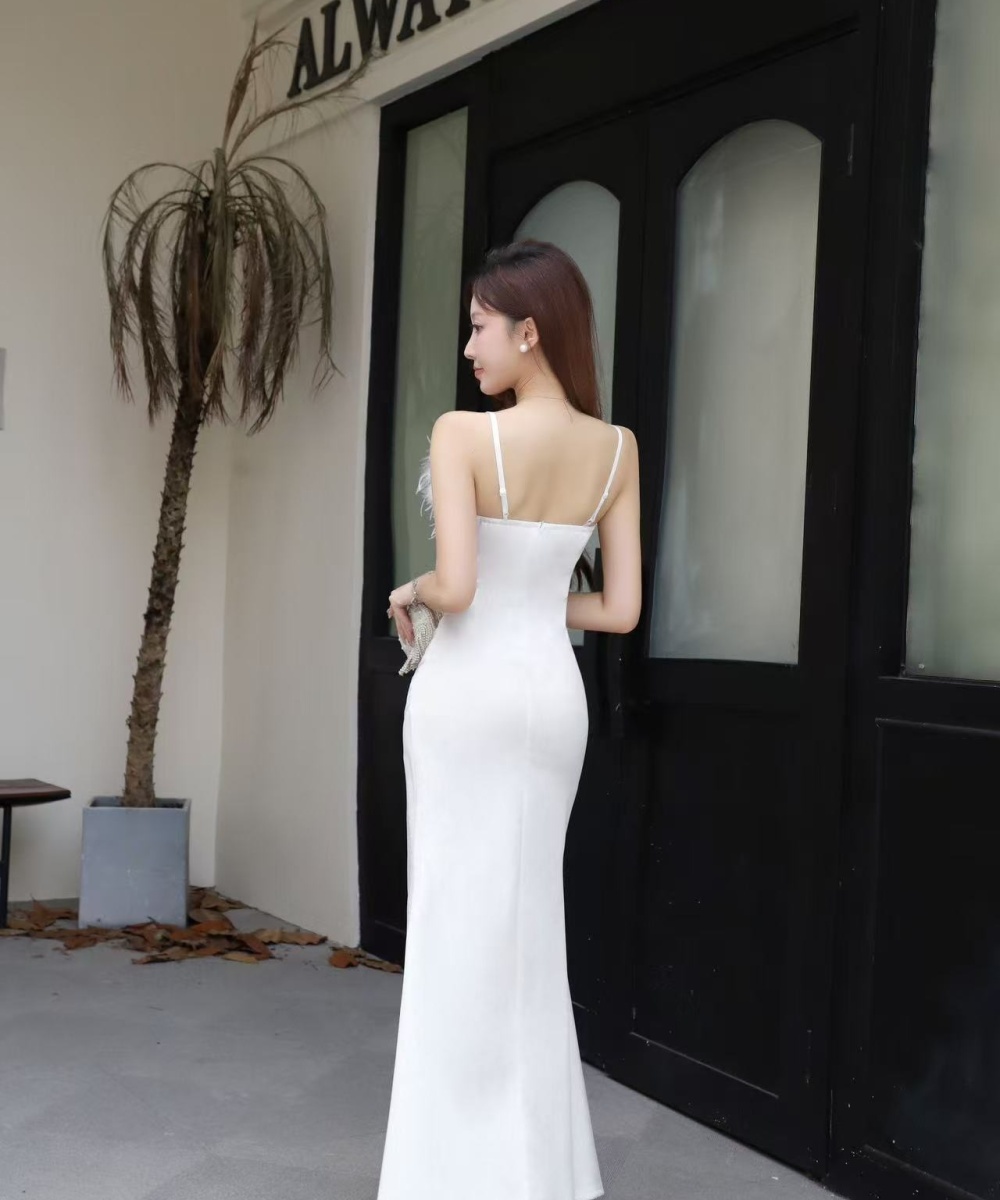 Slim long dress wrapped chest evening dress