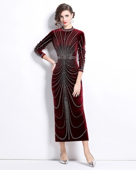 Banquet ladies dress long velvet long dress for women