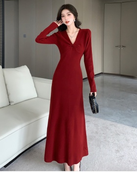 Temperament long dress knitted sweater for women