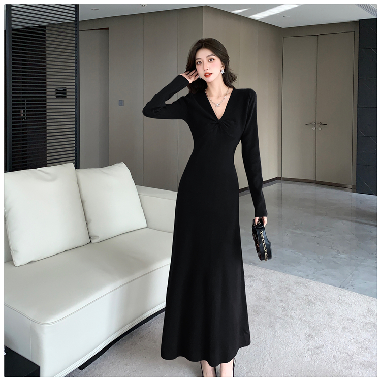 Temperament long dress knitted sweater for women