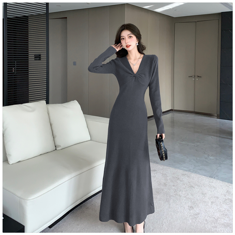 Temperament long dress knitted sweater for women