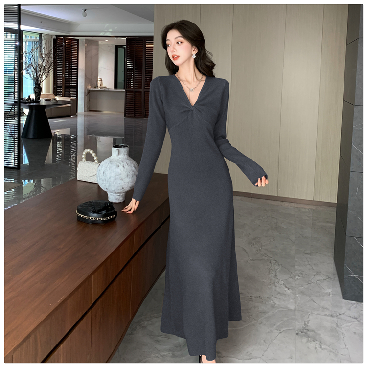 Temperament long dress knitted sweater for women