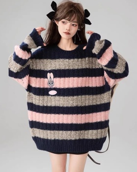 Stripe long tops autumn and winter sweater for women