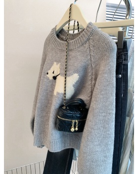 Pullover wool sweater gray autumn and winter tops for women