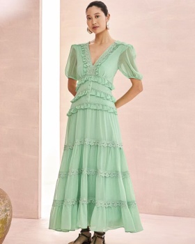 Chiffon V-neck long dress fashion dress