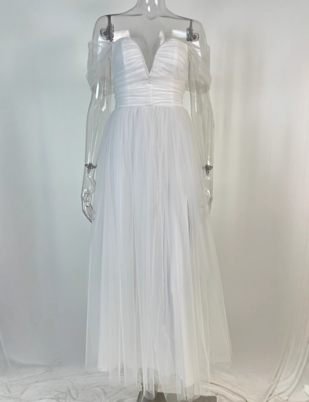 Gauze V-neck wedding dress sexy formal dress for women