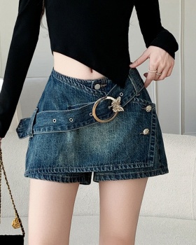 A-line denim culottes slim skirt for women