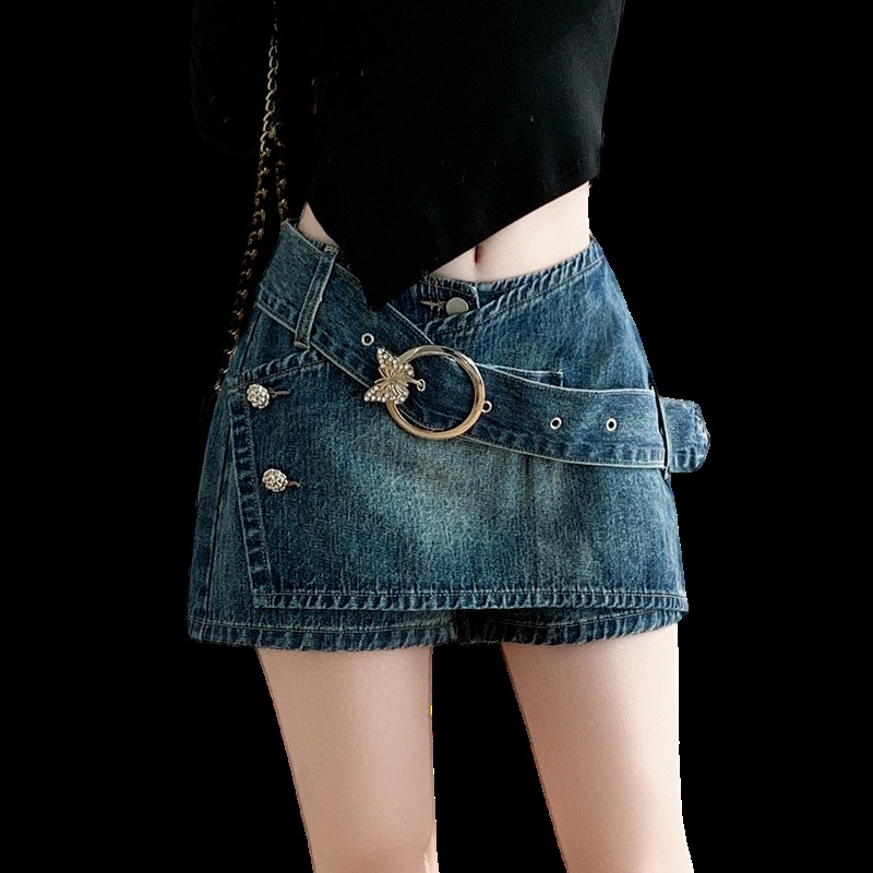 A-line denim culottes slim skirt for women