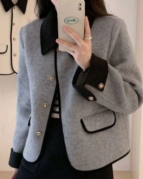 Mixed colors temperament woolen coat for women