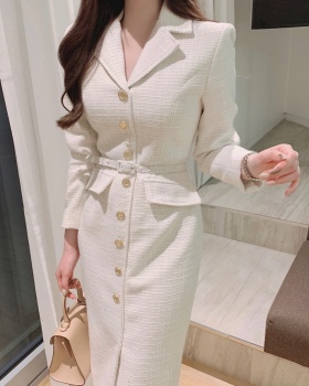 Long sleeve France style business suit white dress