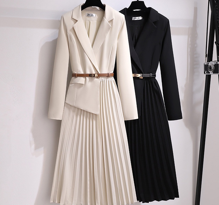 Pinched waist dress autumn and winter coat