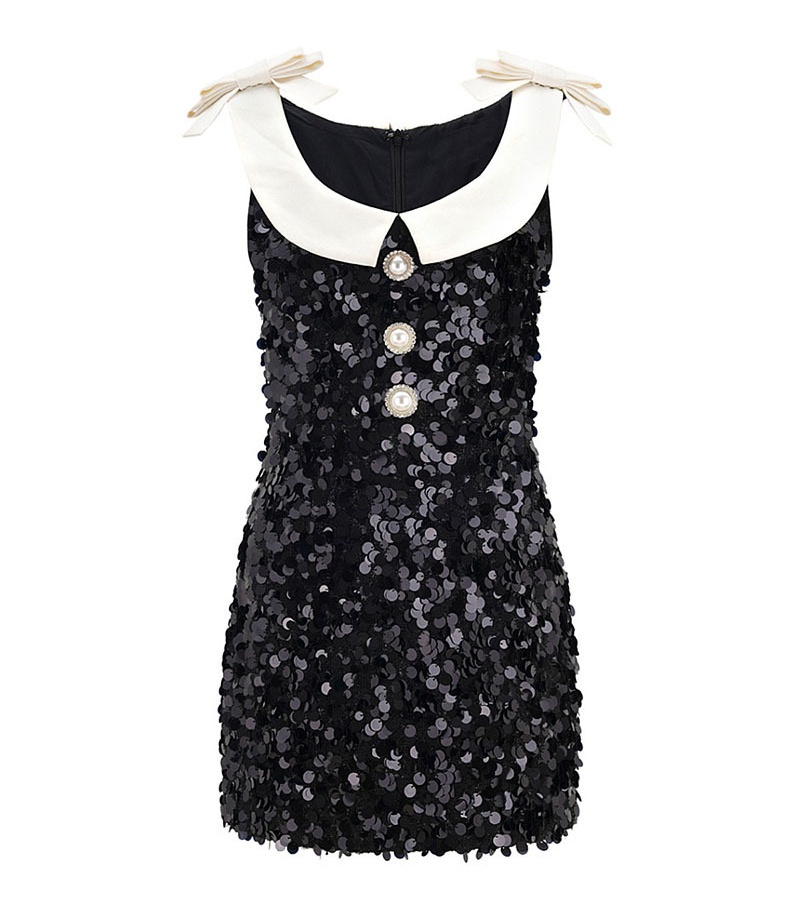 Doll collar package hip summer slim nightclub sequins dress