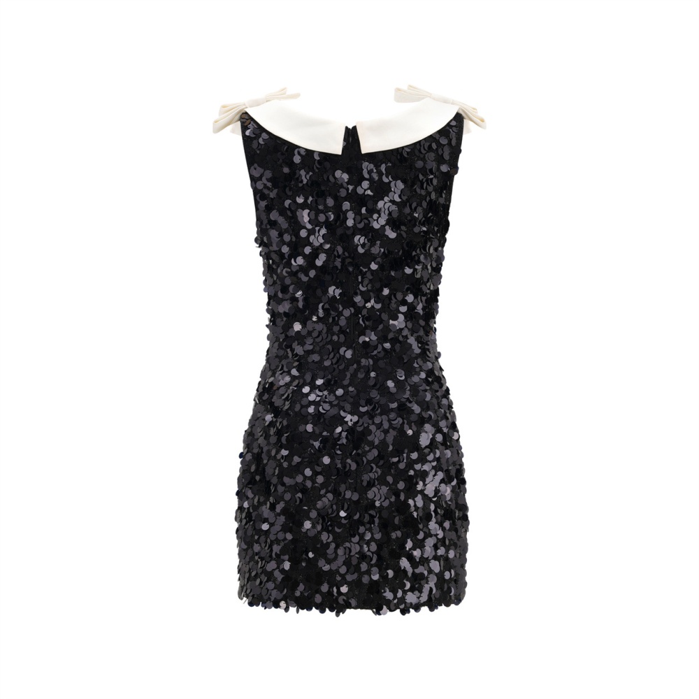 Doll collar package hip summer slim nightclub sequins dress