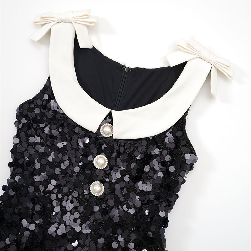 Doll collar package hip summer slim nightclub sequins dress