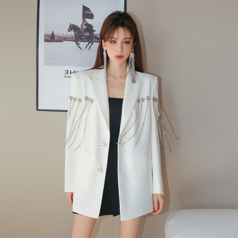 Temperament white business suit autumn ladies coat