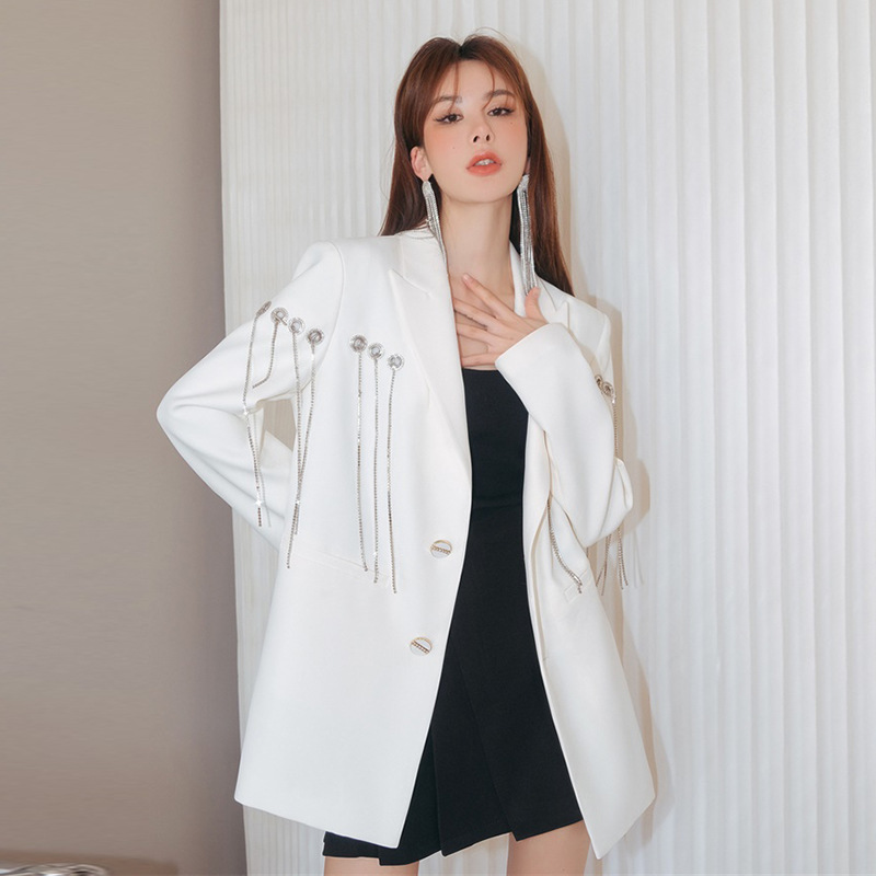 Temperament white business suit autumn ladies coat