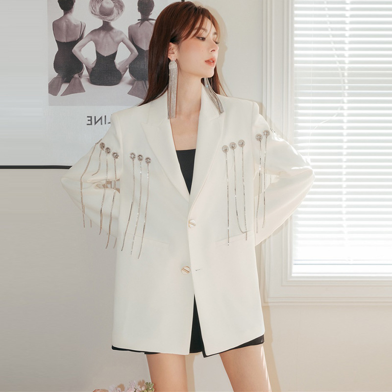 Temperament white business suit autumn ladies coat