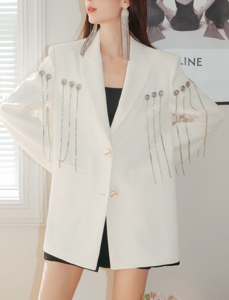 Temperament white business suit autumn ladies coat