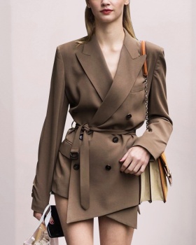 Brown business suit autumn and winter coat for women