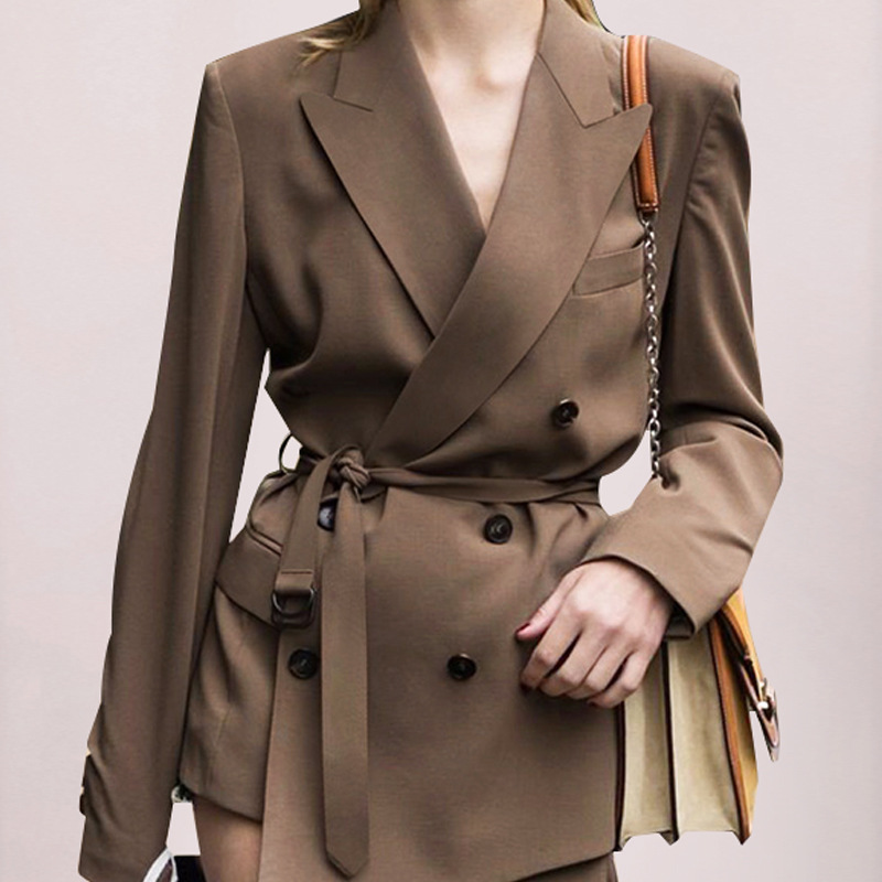 Brown business suit autumn and winter coat for women