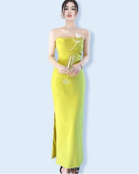 Yellow long dress stunning evening dress