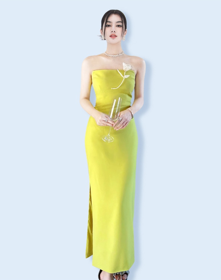 Yellow long dress stunning evening dress