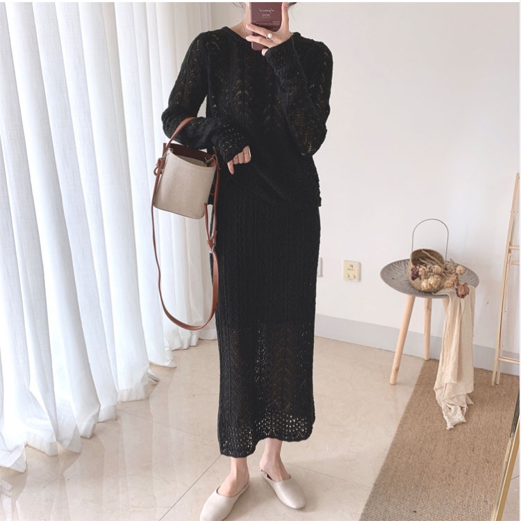 Korean style sweater autumn skirt 2pcs set for women